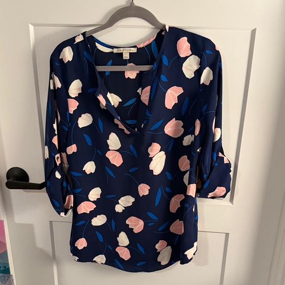 41 Hawthorn Tops - 41 Hawthorn Navy Blouse with Pink and White Floral